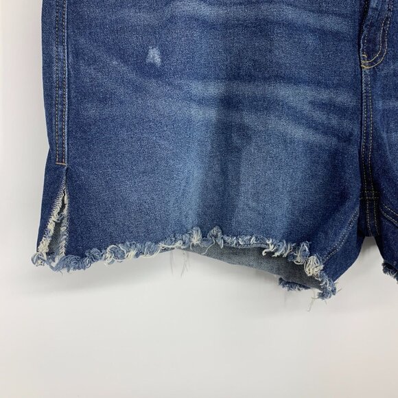 Terra & Sky Shorts Blue Denim Cutoff Fray Hem Slit High Rise - Picture 5 of 8